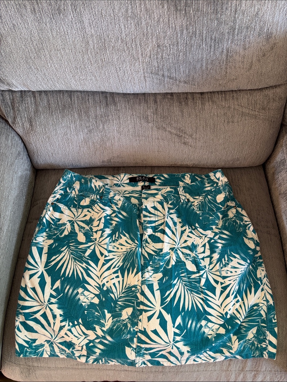 Teal Tropical Leaf Skort